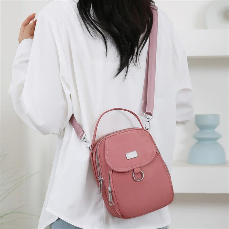 Lightweight Nylon Women's Crossbody Bag, Casual Mini Handbag with Multiple Zip Pouch, Chic Design Shoulder Bag for Everyday Use