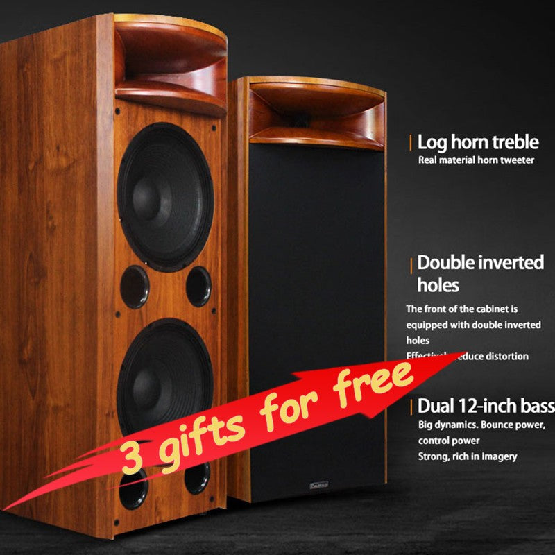 Alto-falante de chão de alta qualidade H18 de nível audiófilo, de madeira maciça, tipo corneta, duplo de 12 polegadas, tipo hifi, passivo