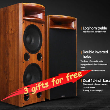 Alto-falante de chão de alta qualidade H18 de nível audiófilo, de madeira maciça, tipo corneta, duplo de 12 polegadas, tipo hifi, passivo