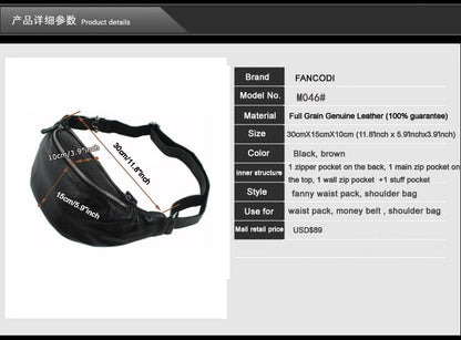 Fashion Genuine Leather waist bag for men fanny pack Leather belt bag waist pack bum bag money belt waist pouch molle pochete