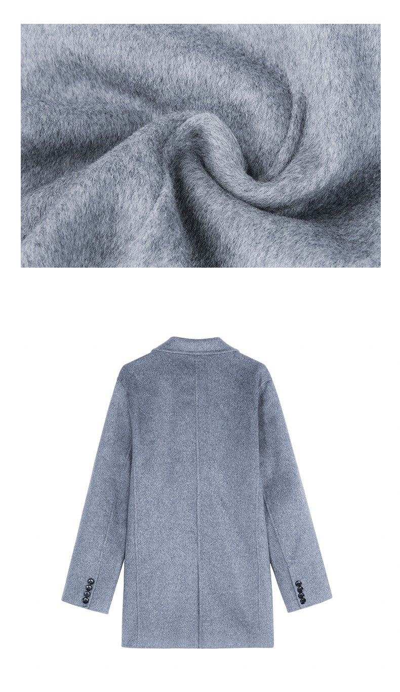 100% Wool Hand-Sewn Men's Coat Long Overcoats Boy Buttons Cardigan Long-style Woolen Coats Overcoat 2024 New