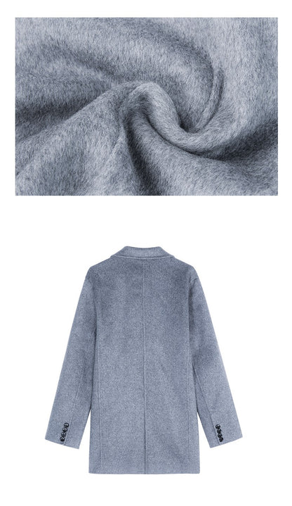 100% Wool Hand-Sewn Men's Coat Long Overcoats Boy Buttons Cardigan Long-style Woolen Coats Overcoat 2024 New