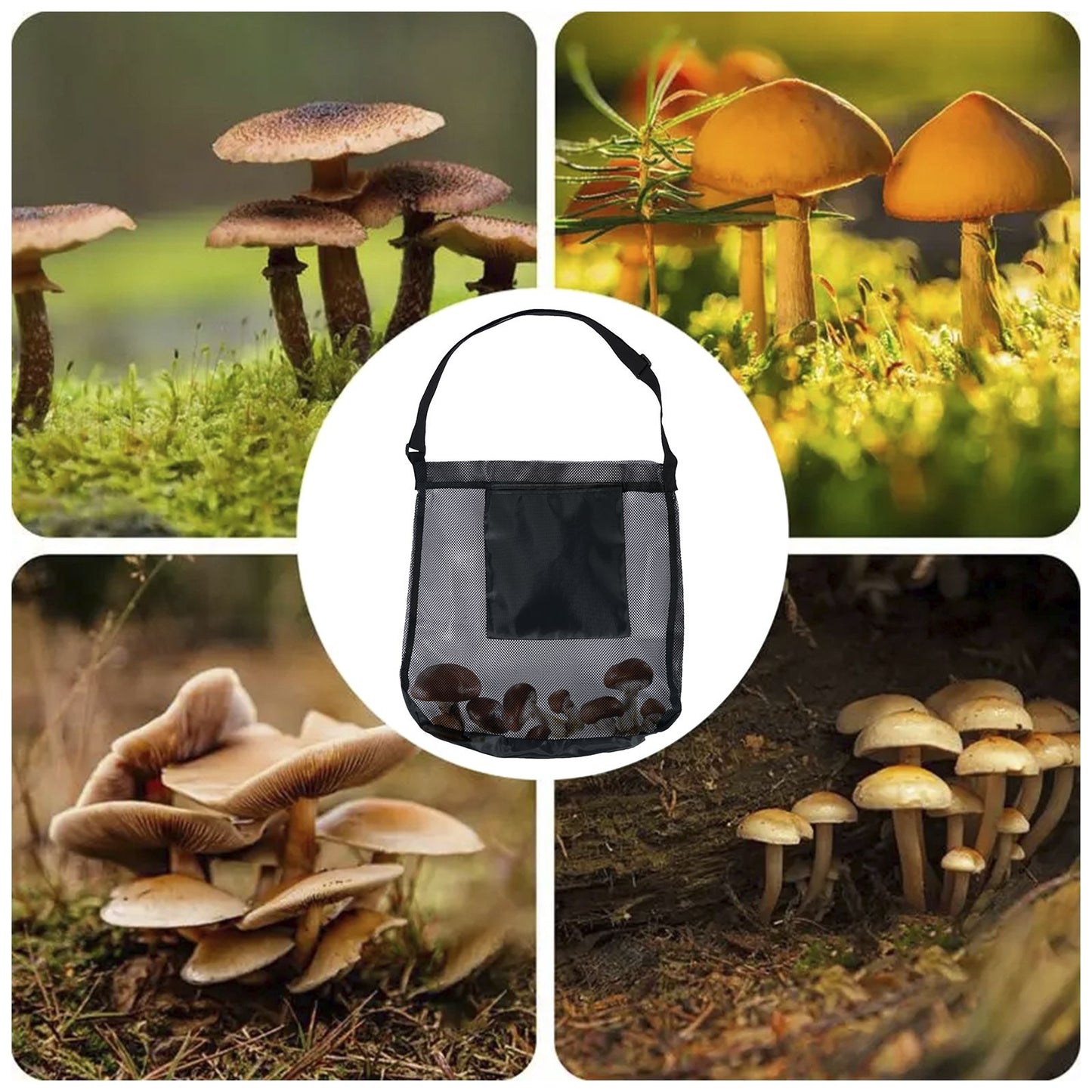 1/2Pcs Multipurpose Storage Bag Mesh Mushroom Foraging Bag With Adjustable Shoulder Strap Large Capacity Outdoor Shopping Pouch