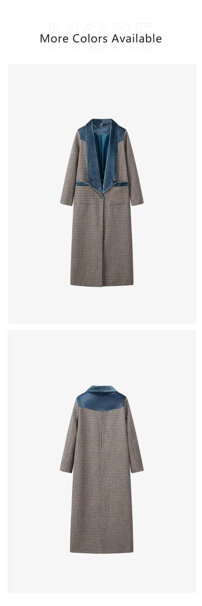 Autumn new women's clothing fashionable temperament versatile casual long plaid woolen coat