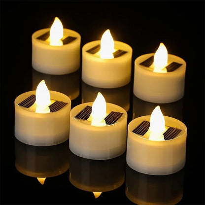 Solar LED Flameless Candles Waterproof Rechargeable Lights for Outdoor Garden Party Halloween Gift Day of the Dead Decoration