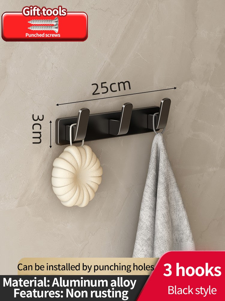 no drill Space Aluminum punch-free Kitchen Hook Bathroom Clothes Hooks Storage Rack Hook Door Wall Hanging Household Accessories