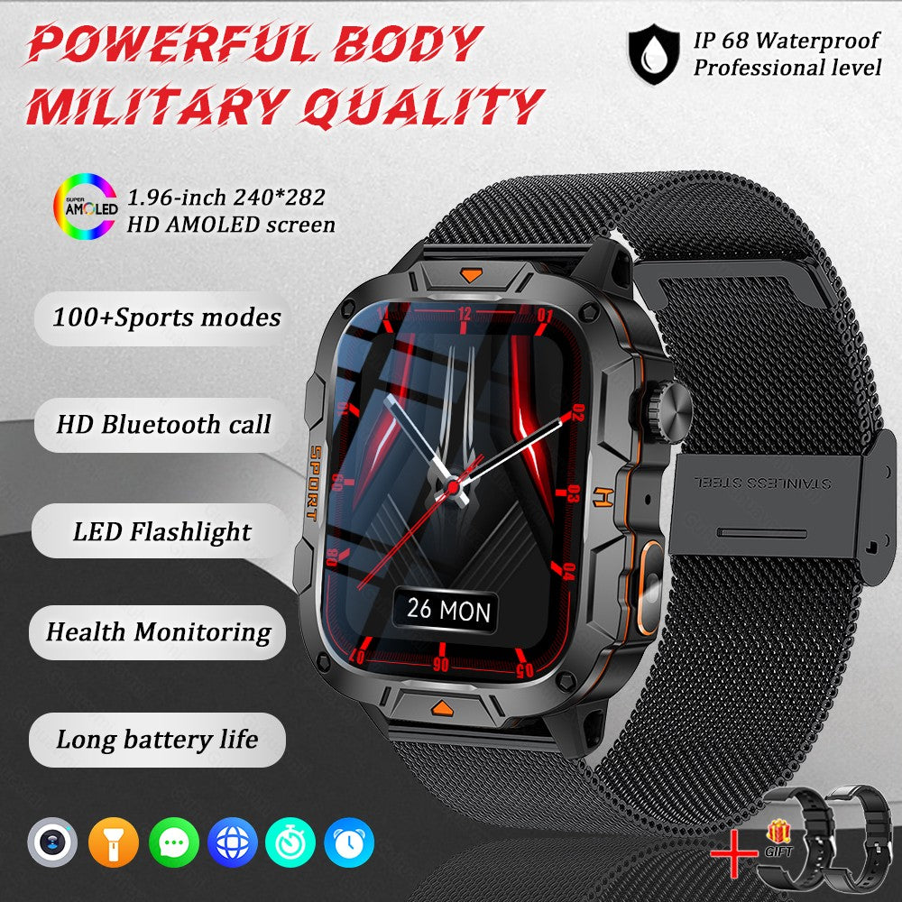2025 Novo Para Xiaomi Militar Grau Smart Watch Masculino Tela AMOLED de 1.96" 5ATM À Prova D'Água Esportes Rastreador de Fitness Chamada BT Smartwatch