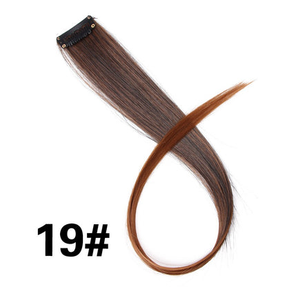 Apliques Sintéticos Presilha de Uma Peça Extensões de Cabelo Arco-Íris Cabelo Sintético Liso Peças de Cabelo de 45cm Longo Ombré Rosa Roxo Vermelho Azul