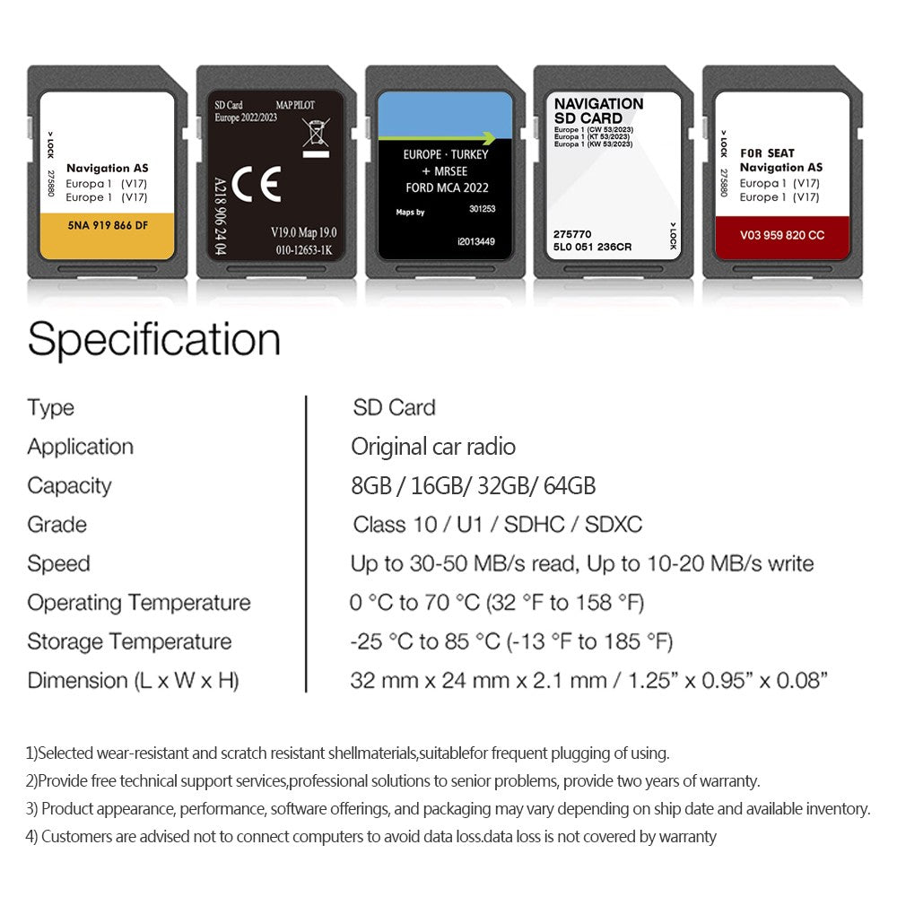 NEW for VW Discover Media Navigation AS V22 Map UK Europe 2025 Sat Nav SD Card 32GB