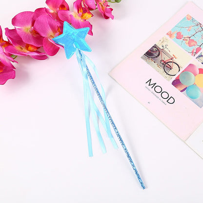 1Pc Fairy Wand Dreamlike Five Pointed Star Fairy Stick Plastic Princess Fairy Cane For Girls Angel Star Wand Halloween Roleplay