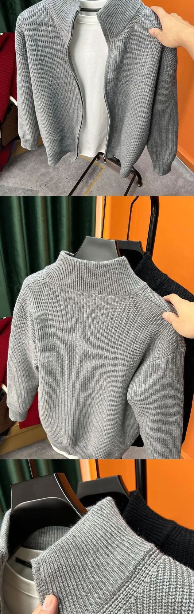 Men's Casual Cardigan Sweater Loose-Fit Vintage Style Zippered Knitted Top For Spring And Autumn Outerwear Idle Style