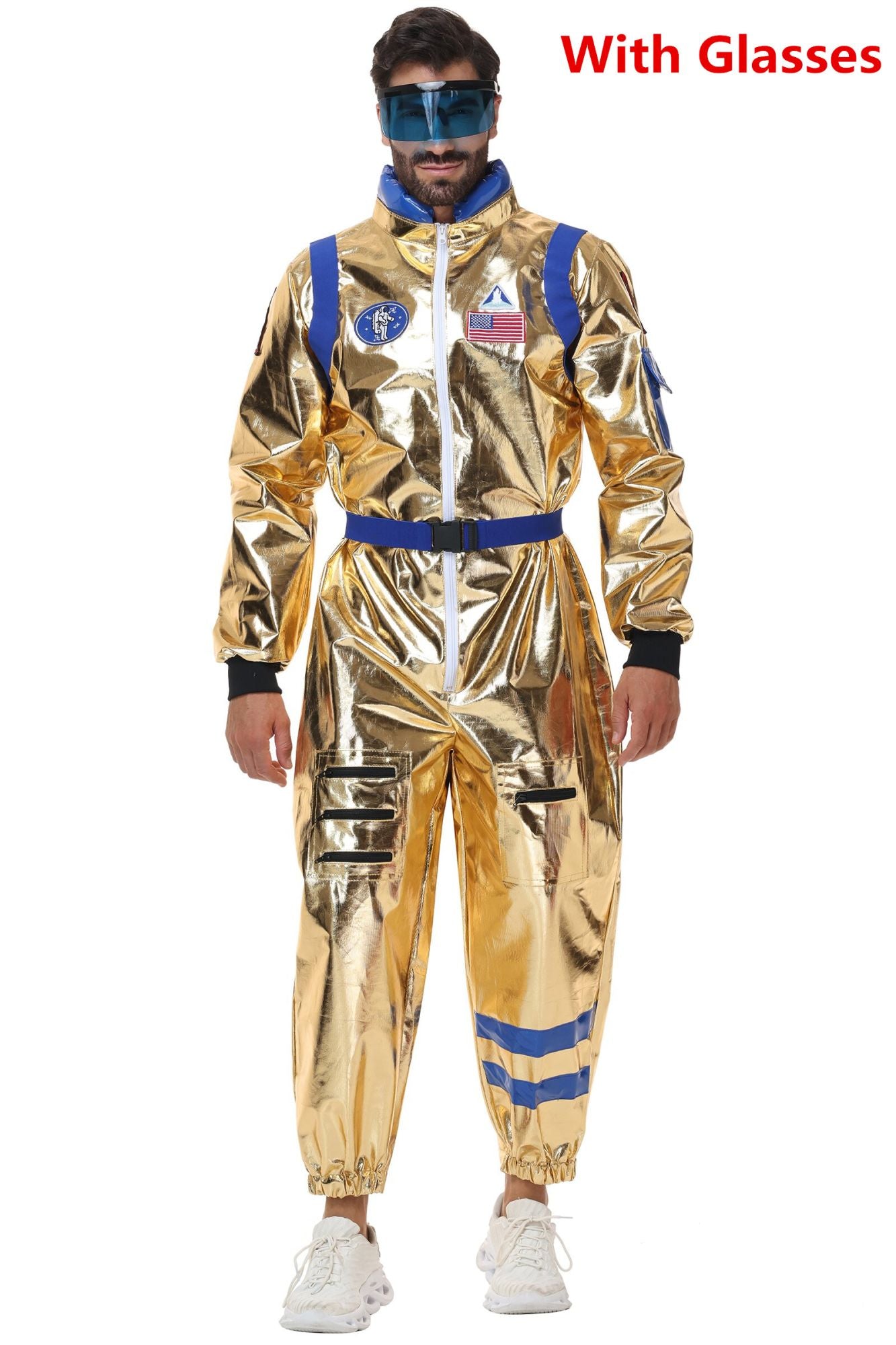 Adult Silver Astronaut Costume Men Women Spaceman Suit Space Jumpsuit Halloween Cosplay Party Dress Up