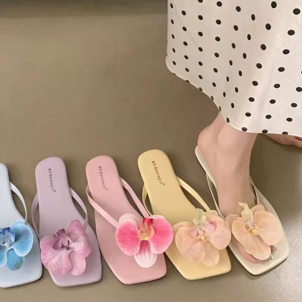 Daily Sweet Butterfly Orchid Slipper Summer Vacation Flower Flip Flops Elegant Out Wear Women's Sandals Ladies/Girls