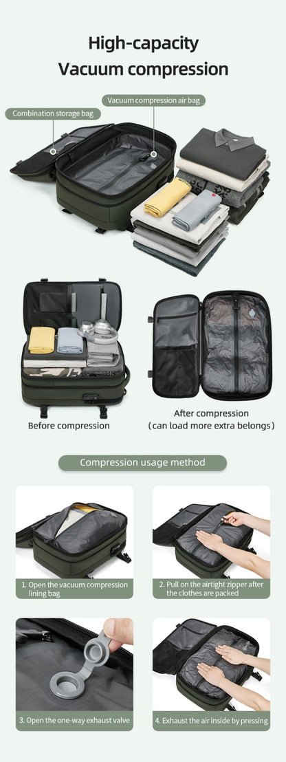 Men Travel Backpack 17 inch vacuum compression Laptop Backpack Extended Large Capacity school Backpack Hiking Business backpack