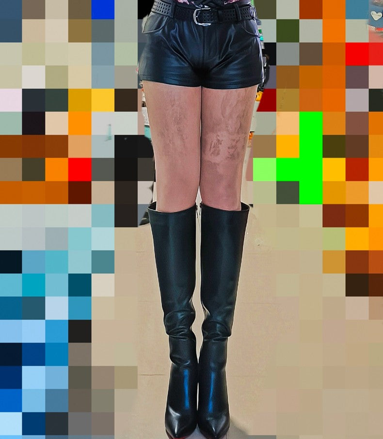 Ods Luxury Designer Sexy Pointed Toe Pole Knee High Brown Black Leather Red Sole Botas Mujer Boots For Women 8 10cm Big 41434546