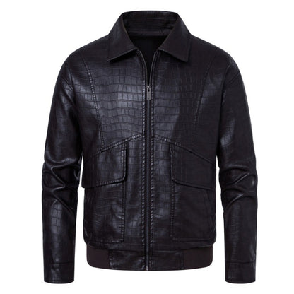 New Fashion Men's Spring Autumn Lapel Casual Pu Leather Loose Motorcycle Jacket