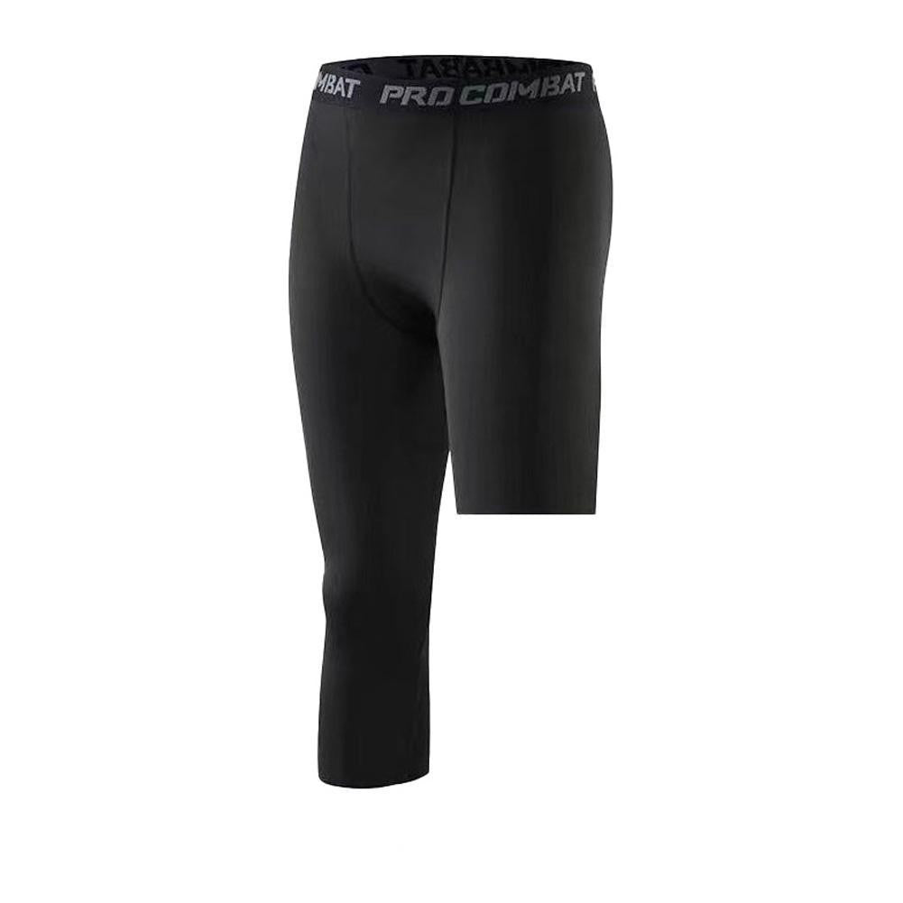 Men One Leg Compression Tights Pants Compression Polyester Sports Training Basketball Tights Pants Athletic Base Layer Tights