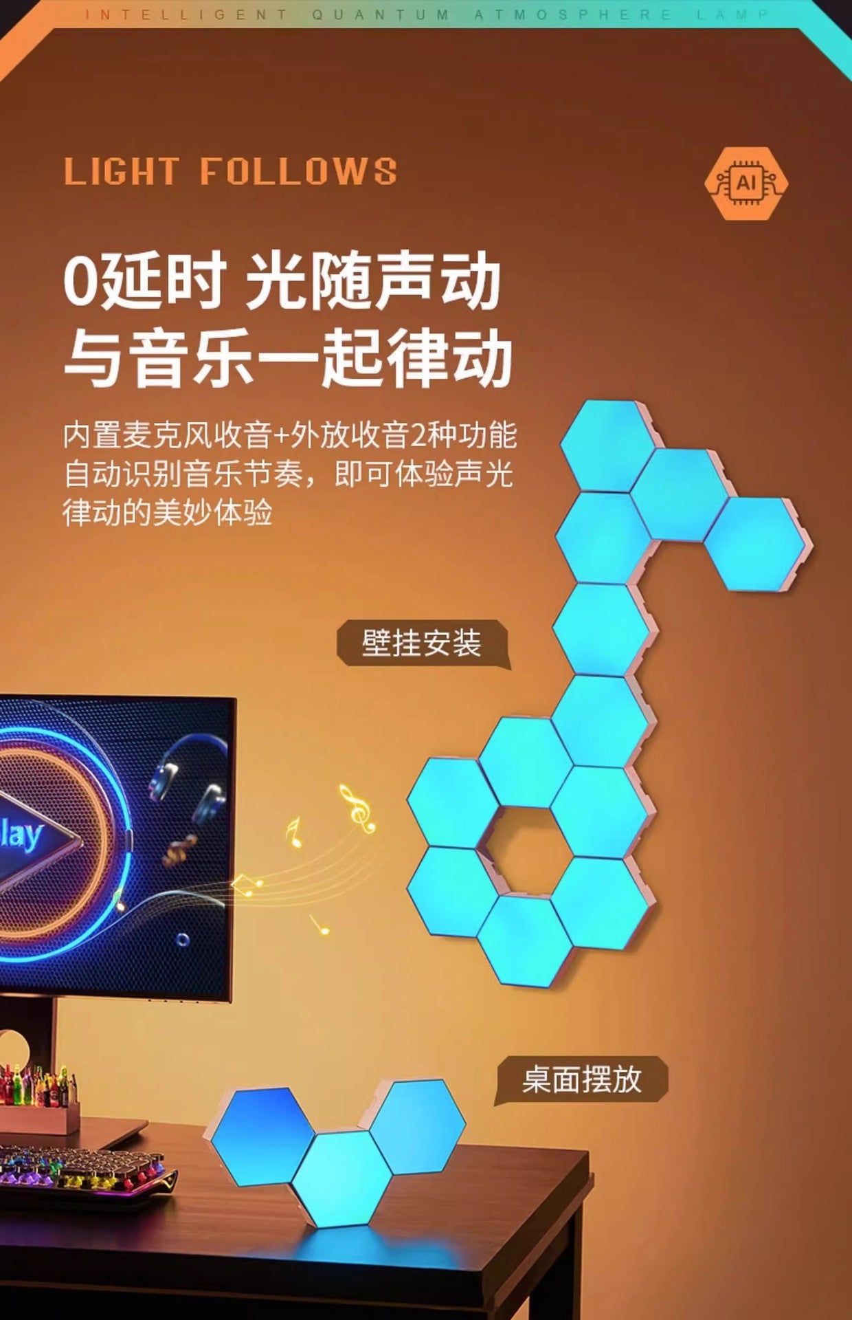 Hexagon Wall Lights, Smart LED Light Panels with App & Remote, DIY Room Decor for Autism, Game Room Decor, Party, Gifts, 12 Pack