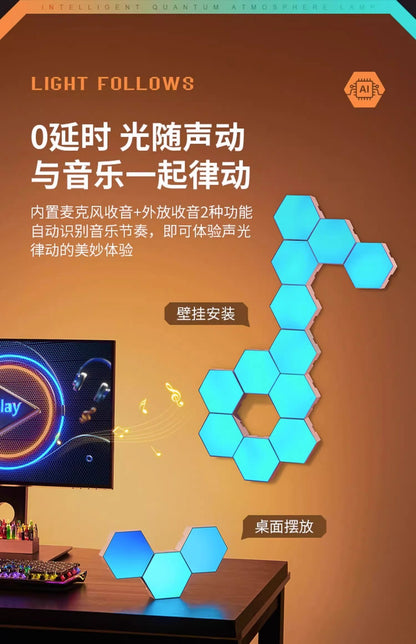 Hexagon Wall Lights, Smart LED Light Panels with App & Remote, DIY Room Decor for Autism, Game Room Decor, Party, Gifts, 12 Pack