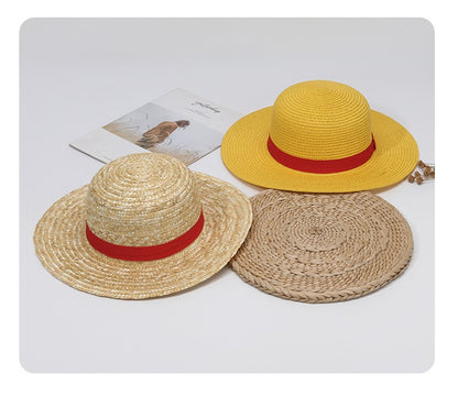 Matching Family Hat - Luffy Straw Hat for Cosplay & Beach, Sun Protection Summer Hat for Men Women Kids