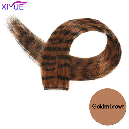 Synthetic One Card Hair Extension Wig Hair For Women Long Straight Clip-in Colored Zebra Line Feather Hair Extensions Fake Hair