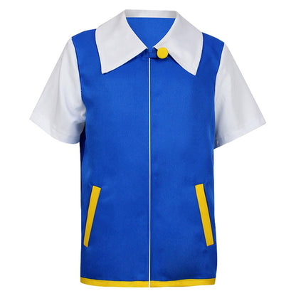Anime Blue Jacket Cosplay Costume Boys Ash Ketchum for Halloween Party Trainer Gloves Cap Set Christmas Carnival Costumes