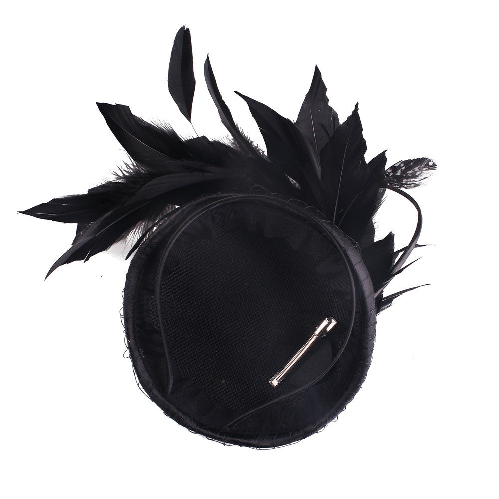 Lindo Fascinador de Cabelo de Cetim Magenta Festa Noturna Formal Chapéu para Senhoras de Igreja Chapéu de Casamento Nupcial com Penas