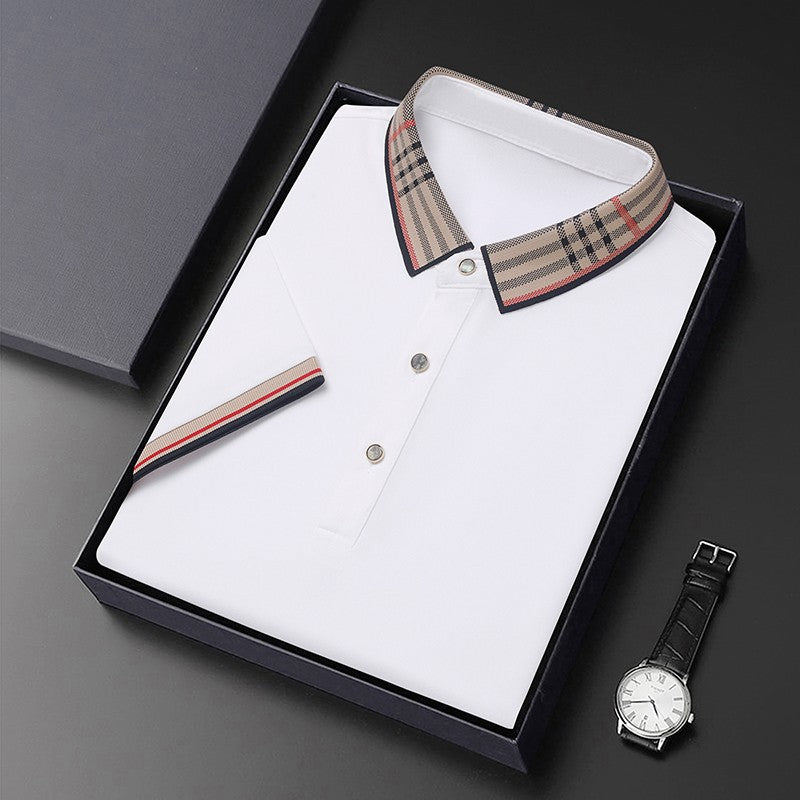 Original Quality Men's Polo Shirt High-End Striped Print Short Sleeve Classic Lapel T-Shirt Business Casual fashion Menswear Top