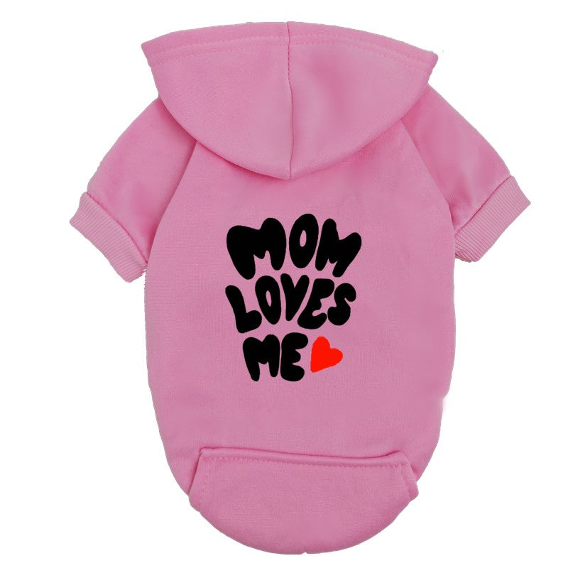 Moletom para Cães "Mamãe Me Ama" - Suéter Vermelho para Pets com Estampa de Coração - Roupa Quentinha para Cães Pequenos e Filhotes - Presente "Eu Amo Minha Mamãe"
