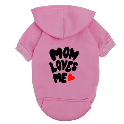 Moletom para Cães "Mamãe Me Ama" - Suéter Vermelho para Pets com Estampa de Coração - Roupa Quentinha para Cães Pequenos e Filhotes - Presente "Eu Amo Minha Mamãe"