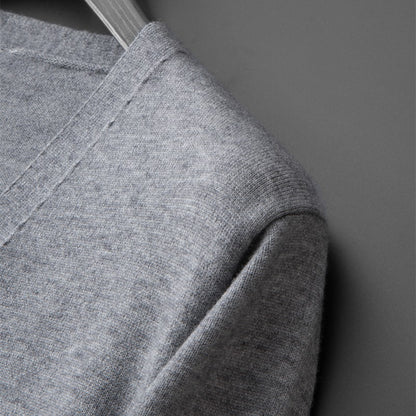 High end brand knitted cardigan men's spring and autumn new classic stripe trend Korean casual side slit V-neck sweater coat