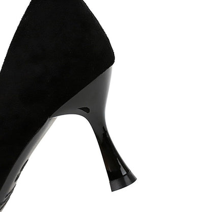 Autumn Simple Elegant 10cm 7cm High Heels Stiletto Womens Shoes Pointed Black Etiquette Professional Single Shoes Wedding Shoes