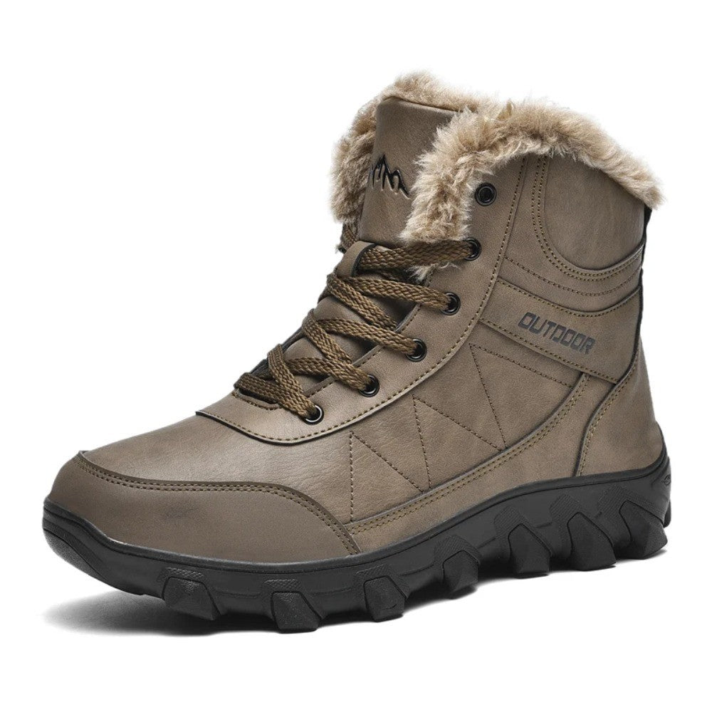Botas de Neve de Inverno 2025 Masculinas Sapatos Outdoor Cano Alto Cadarço Antiderrapante Botas de Tornozelo Quente Confortáveis Pelúcia Sapatos Casuais Masculinos