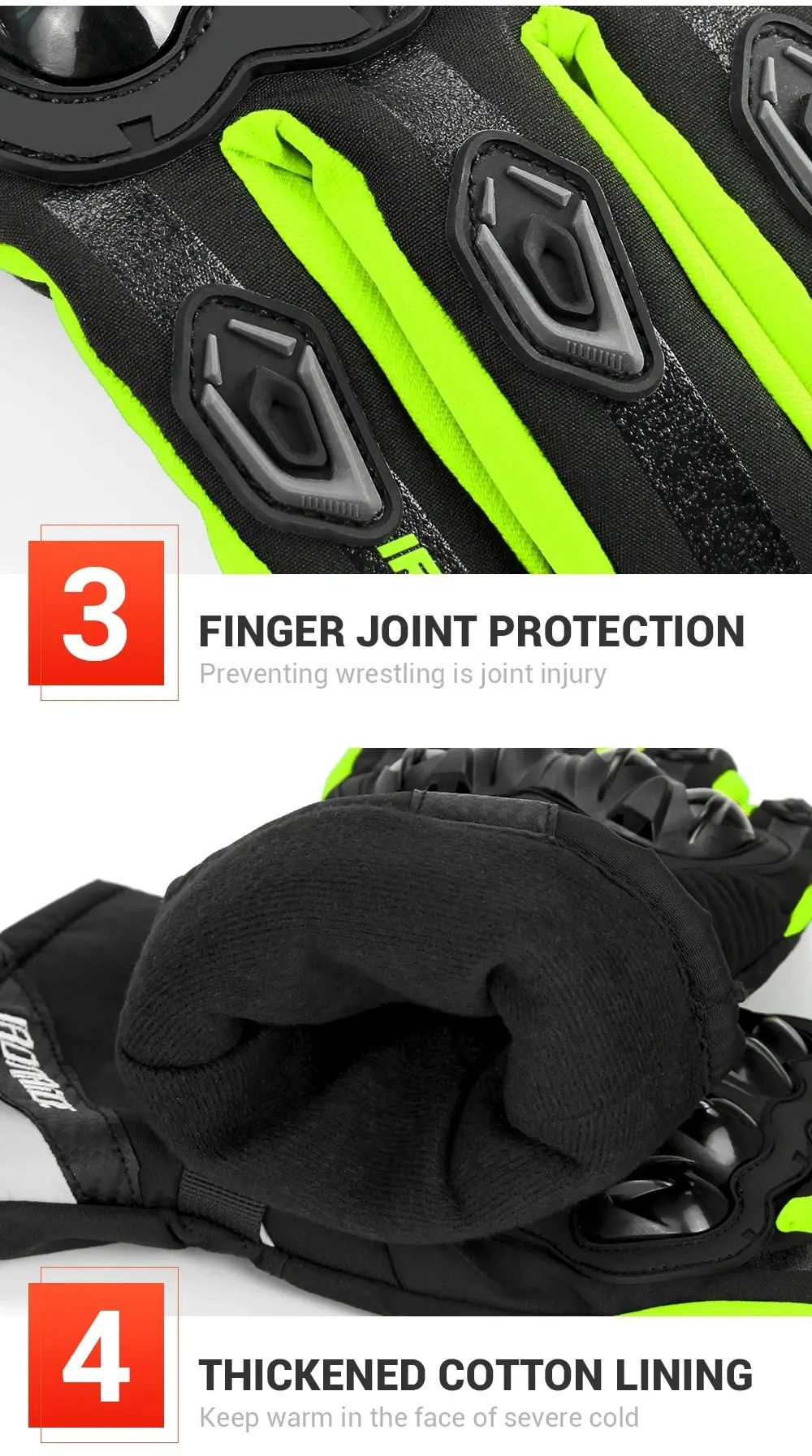 Luvas de Moto de Dedo Inteiro à Prova de Vento para Motoqueiros, Luvas de Moto Impermeáveis com Tela Sensível ao Toque, Luvas de Motocross de Inverno