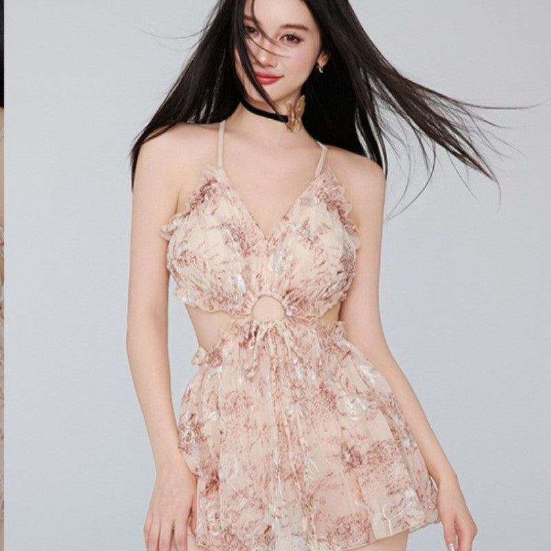 Ladies' One-piece Dress Style, High-end Sexy Backless Fairy-like Beach and Hot Spring Resort Swimsuit Breathable for Women