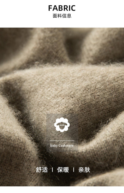 Autumn Winter New 100% Pure Cashmere Women Half Open Front Hoodie Set Knitted Two Piece Pullover Knitwear Wide Leg Pants