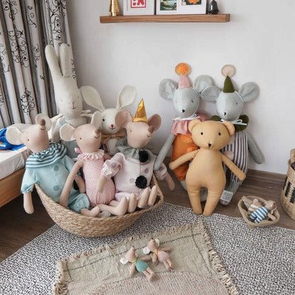 2025 Baby Plush Toy Comforts Sleeping Cute Rabbit, Bear, Mouse Baby Girl Doll, Cloth Doll Doll