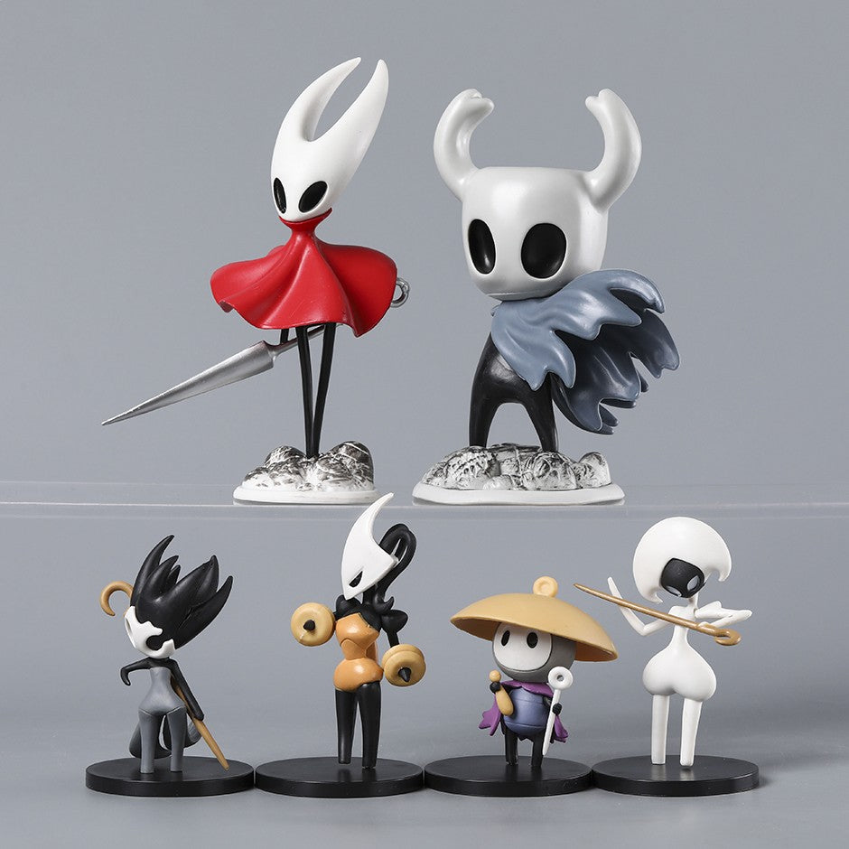 Hollow Knight Silksong The Knight Hornet Figures Estatueta Boneca Decoração de Modelo Fofo PVC Brinquedos Conjunto com 6