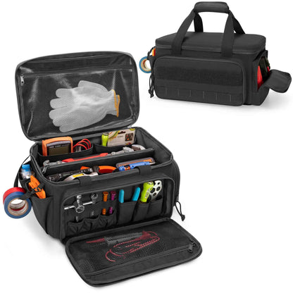 XMSJ Bolsa de Ferramentas Tática Reforçada de 14" Base Antiderrapante Organizador Multiuso para Homen de Serviço Carpinteiros Armazenamento de Ferramentas Durável Portátil