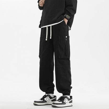 2024 M-5XL Calça Masculina de Algodão e Cânhamo Primavera e Outono Nova Calça Larga com Cordão Calça Saruel Harem Calça Casual Japonesa