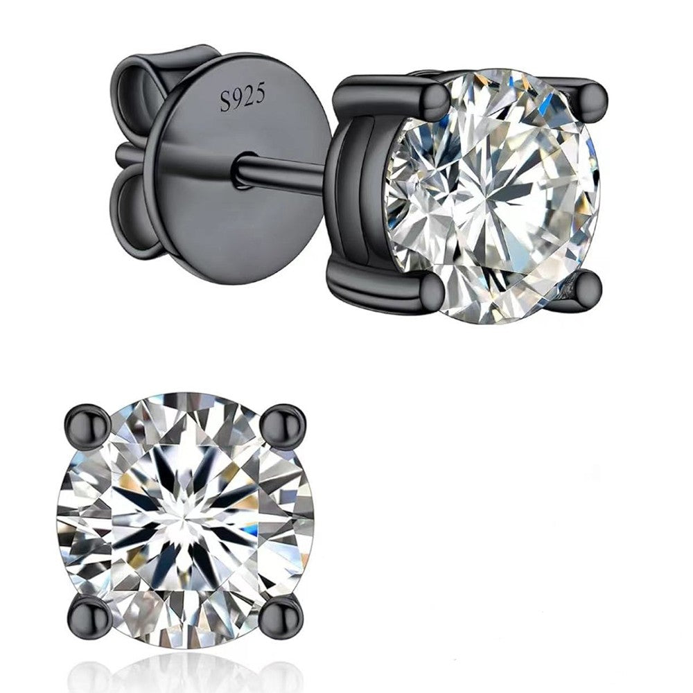 S925 Sterling Silver Four/Six Jaw Moissanite Earrings VVS1 White&Black Moissanite GRA Certified Male And Female Earrings Gift