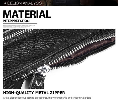 HUMERPAUL Genuine Leather Men's Crossbody Bags Large Capacity Shoulder Sling Bag Multifunction Short Travel Messenger Pack