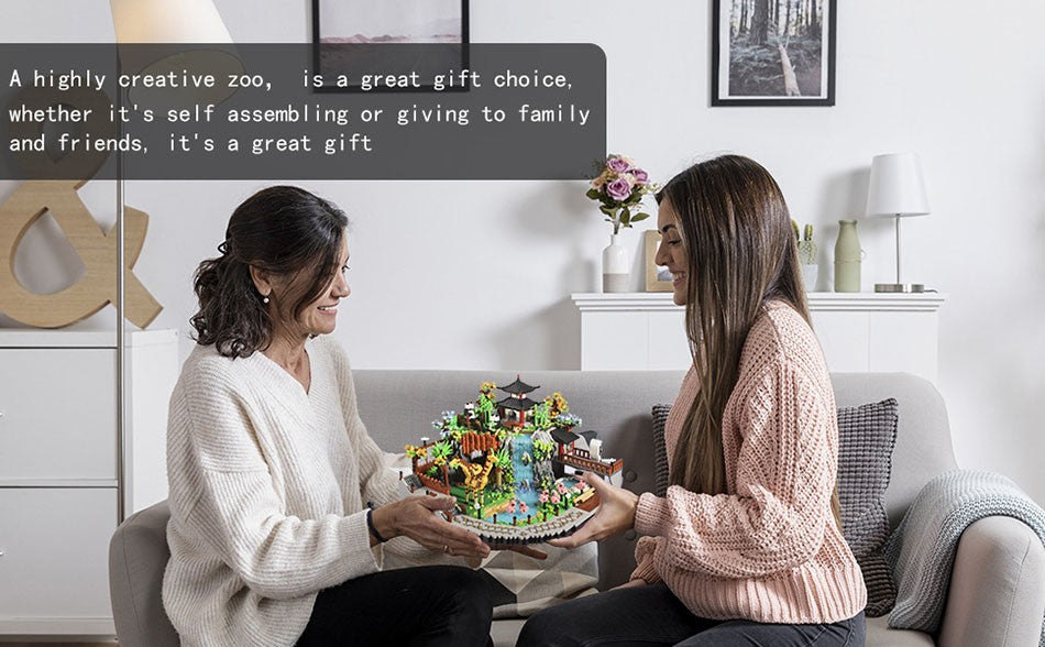 MOC Cidade Zoológico Animal Micro Blocos de Montar Conjunto de Tijolos Panda Leão Elefante Girafa Flamingo Kit Modelo de Parque de Animais Brinquedos Presentes