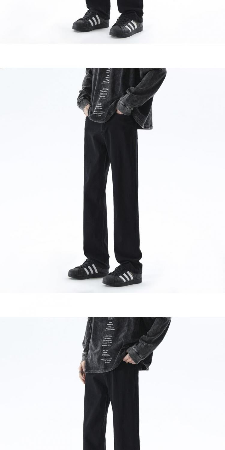 Cleanfit Extended Length Men's Jeans High Waist Slim Straight Leg Micro Flared Pants Bla Knife  Faionable Tall Size