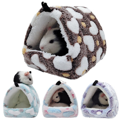 1 PEÇA Casa de Estimação Pequena de Espuma com Estampa de Bolinhas de Fleece Coral Cama Suspensa para Hamster para Pequenos Animais Esquilo Papagaio Ninho de Algodão