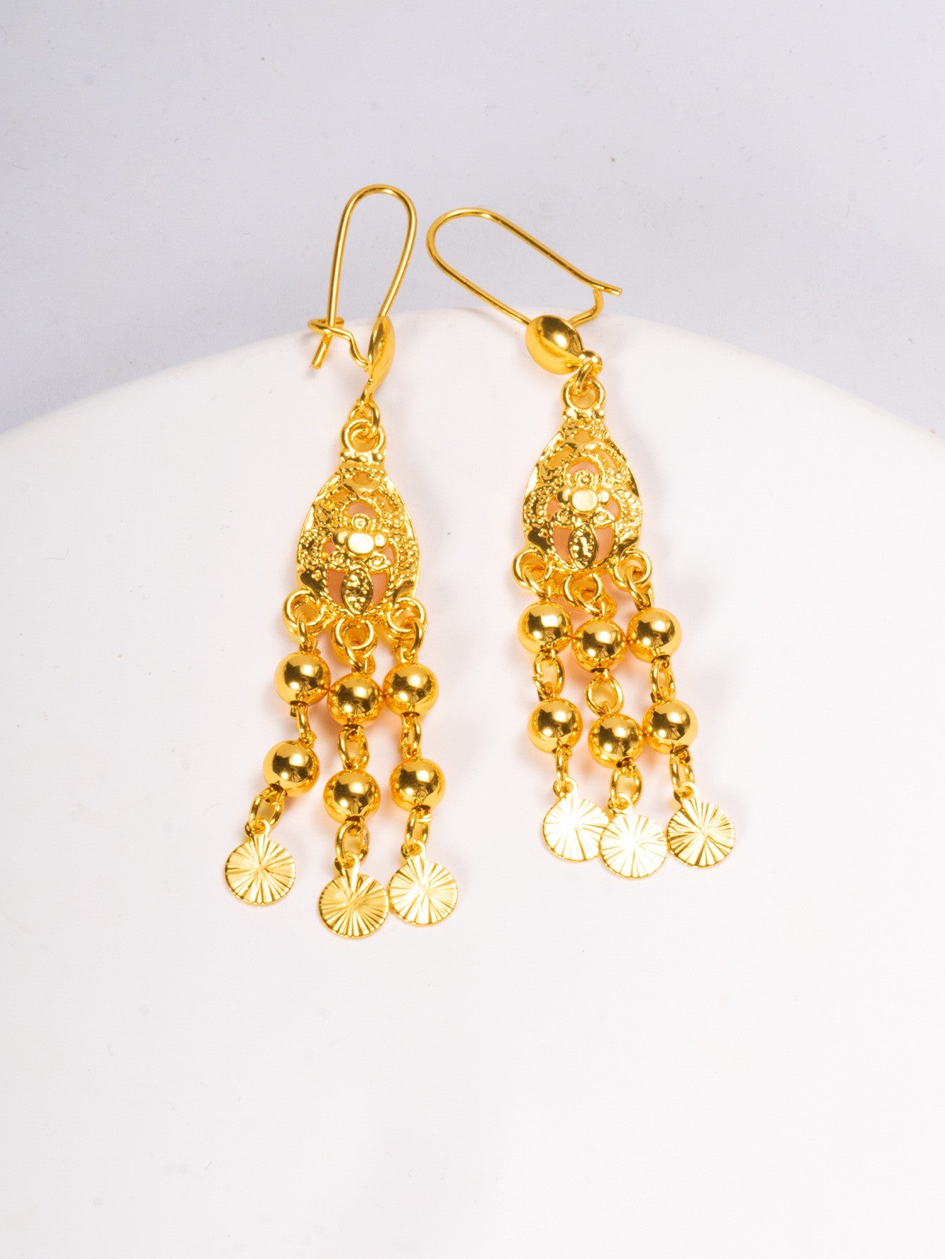 AU999 24K Gold Women's Ear Hanging Earrings - Elegant Dangle Jewelry