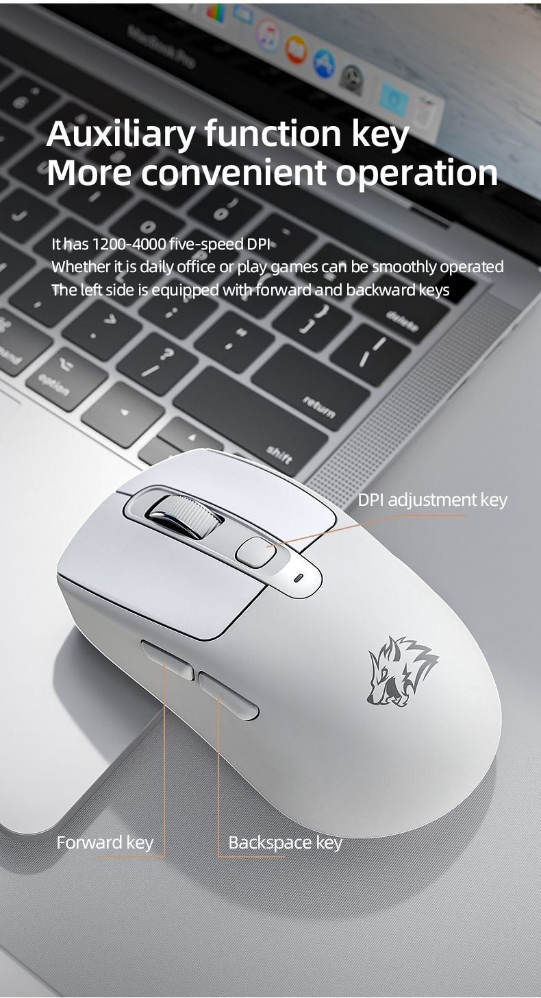 FREEWOLF A3 Wireless Silent Mouse ABS Pink Skin Not Fade Bluetooth Dual Mode Power Linght,5-Speed DPI,PAW3212 Chip Silent Design