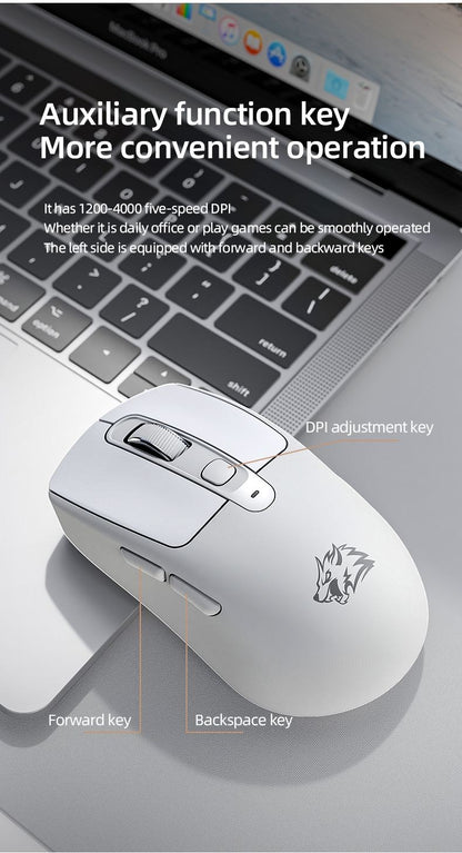 FREEWOLF A3 Wireless Silent Mouse ABS Pink Skin Not Fade Bluetooth Dual Mode Power Linght,5-Speed DPI,PAW3212 Chip Silent Design