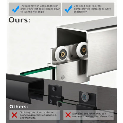 Shower Door 44 to 48'' W x 72'' H,Semi Frameless Double Sliding Shower Glass Door with 1/4" Clear SGCC Tempered Glass,Stainless