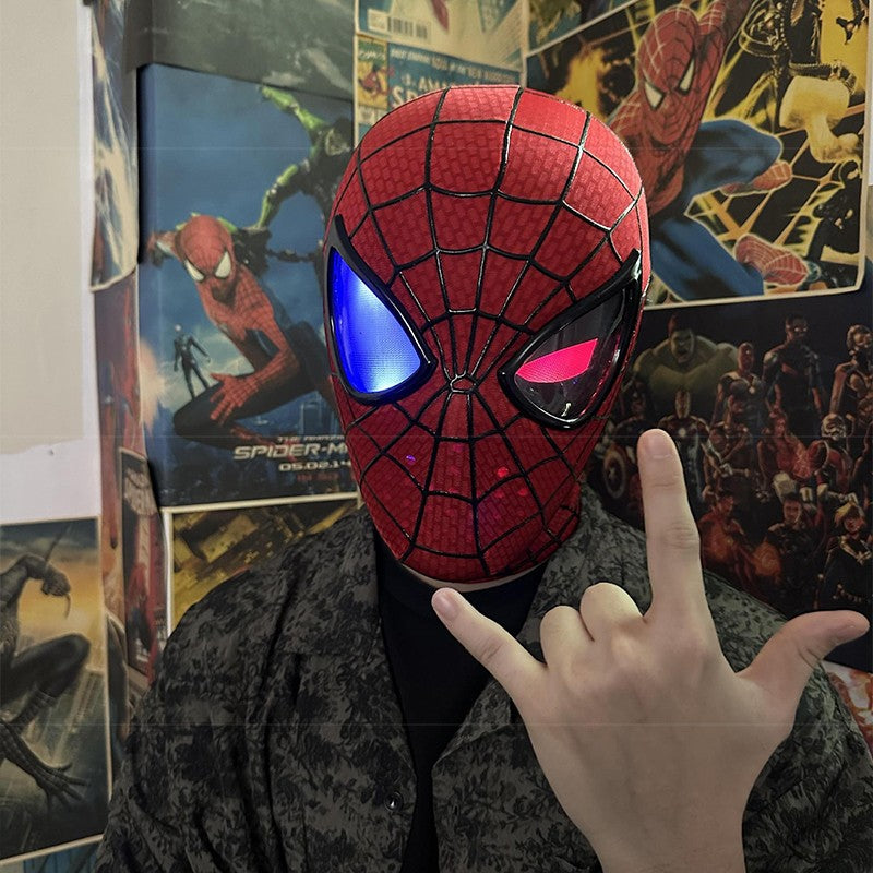 Homem-Aranha Cosplay Máscara Eletrônica de Olhos Móveis Homem-Aranha 1:1 Brinquedos com Controle Remoto para Adultos e Crianças de Presente